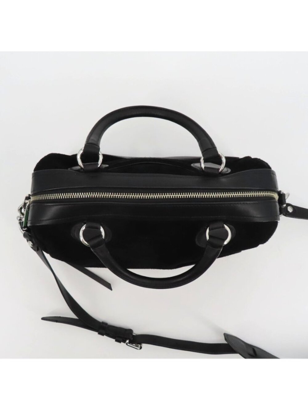 Rebecca Minkoff Pippa Duffle Black Suede Leather Crossbody Handbag Purse Bag - Picture 9 of 15